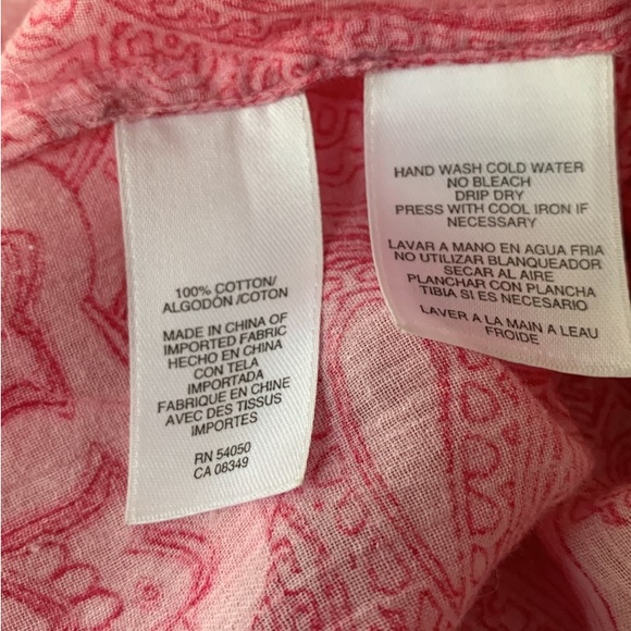 Jones New York Tunic Blouse Boho long Sleeve paisley pink cotton light Women’s L - Picture 11 of 14
